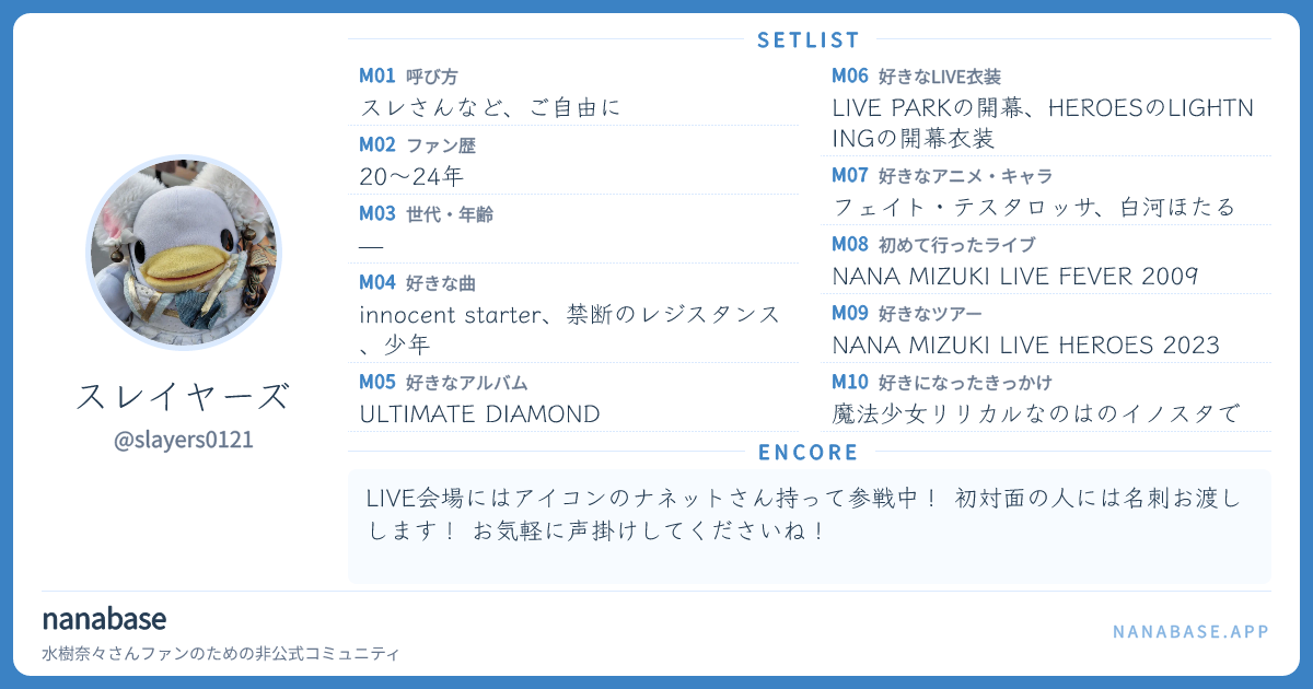 スレイヤーズ さんのファンカード
